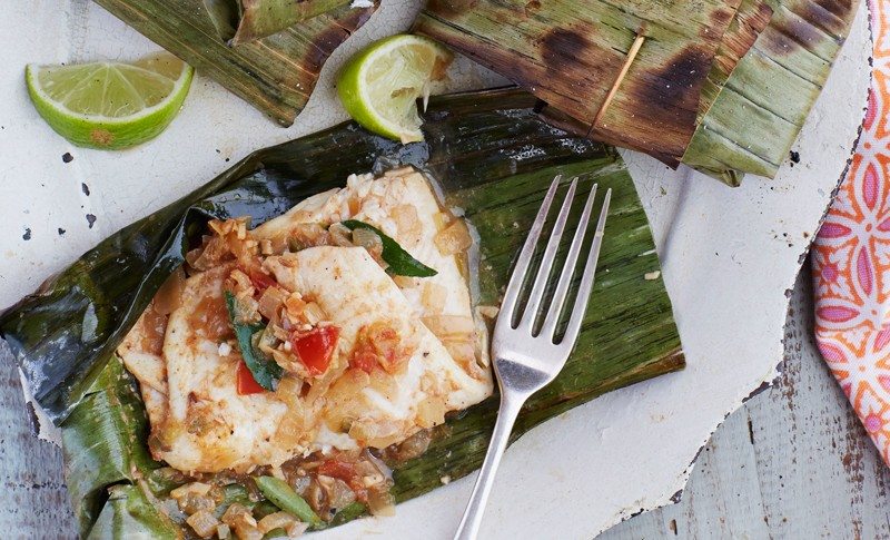 Keralan banana-leaf grilled snapper recipe