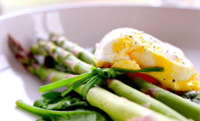 Steamed greens and poached egg recipe