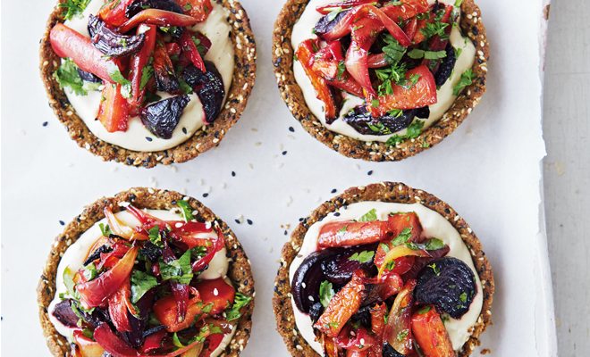 Roasted root vegetable tarts
