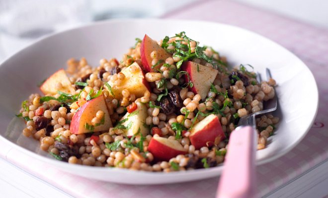 Pink Lady apple and Moroccan giant couscous salad