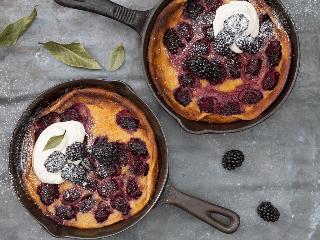 Blackberry and bay clafoutis