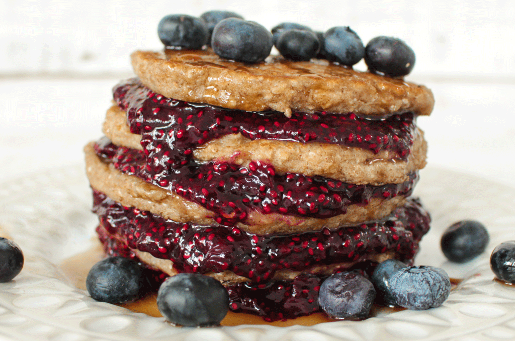 Livia's Kitchen Simple Pancakes with Blueberry Jam